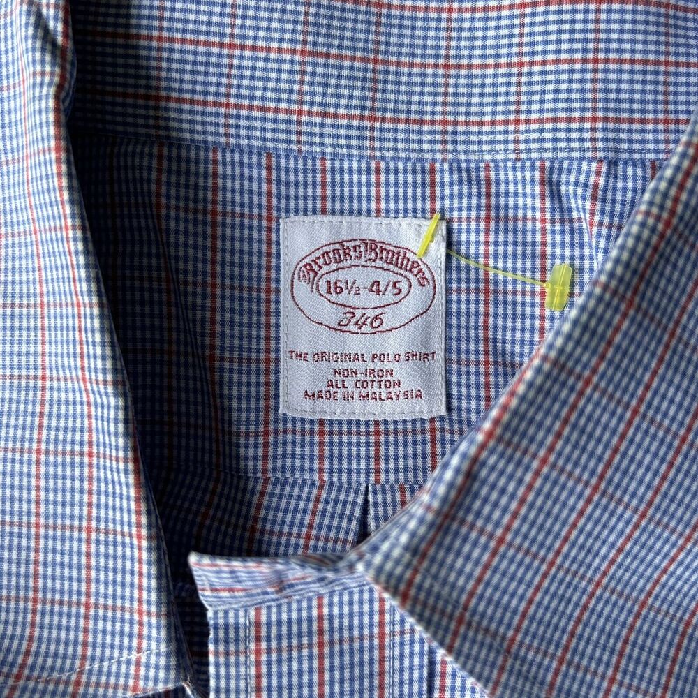 Brooks Brothers 346 Shirt 16.5 4/5 Men's Blue The Original Polo Shirt All Cotton - Picture 2 of 12